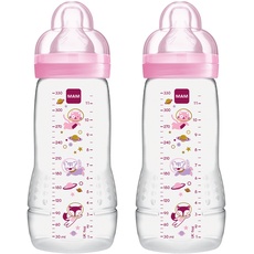 Bild von Easy Active Trinkflasche im 2er-Set (330 ml), Baby Trinkflasche inklusive MAM Sauger Größe 2 aus SkinSoft Silikon, Milchflasche mit ergonomischer Form, 4+ Monate, Weltall