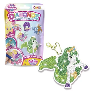DIAMONDZ Galupy Mermaid Diamond Painting Kinder Schlüsselanhänger Set | DIY Diamant Malerei Bastelset für Mädchen mit 5 Motiven, Mosaik Kunst Set inklusive Werkzeug & bunten Glitzer Steinen