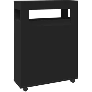 vidaXL Badschrank Schmal mit Rollen Schwarz Holzwerkstoff - Schwarz