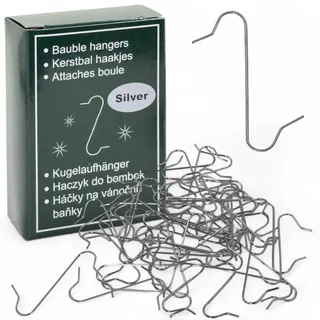 MIJOMA Kugelaufhänger S-Haken, Christbaumkugelaufhänger, Doppelhaken Weihnachtsbaumschmuck Helfer, praktische Schnellaufhänger für Weihnachtskugeln und Dekorationen, 33mm, Metall (50 Stück, Silber)