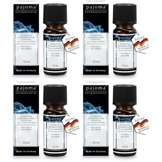 pajoma® Duftöl 10 ml, Anti-Rauch | 100% Naturrein Ätherisches Öl für Aromatherapie, Duftlampe, Aroma Diffuser, Massage, Naturkosmetik | Premium Qualität (Packung mit 4)