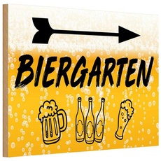 Holzschild 20x30 cm - Biergarten rechts Bier