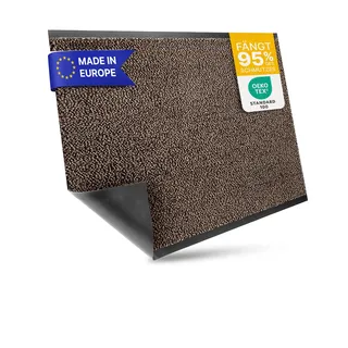 Entrando Schmutzfangmatte auf Maß - 90 cm oder 120 cm Breite - Länge wählbar bis 20 Meter - mit oder ohne Gummirand an den Schnittkanten schmutzfangteppich meterware sauberlaufmatte (Braun Schwarz)