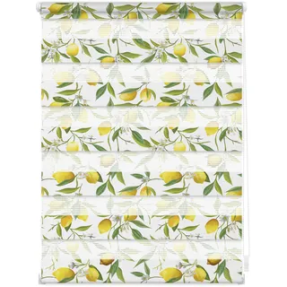 Doppelrollo LICHTBLICK ORIGINAL "Duo Rollo Motiv Limone" Gr. 4, gelb (gelb, grün), B:80cm H:150cm, Polyester, Rollos, Doppelrollo, bedruckt