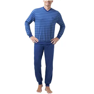 HAJO Pyjama Herren Blau L