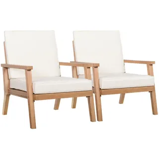 Outsunny Gartenstuhl 66 x 77,5 x 74,5 cm beige/braun mit Kissen 2 St.