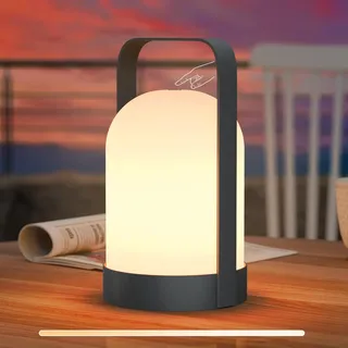 RWWR LED Akku Lampe Touch-Schalter 3 Farben Dimmbar USB Aufladbare Tischlampe Outdoor Tischlampe Kabellos für Camping Garten Balkon Terrasse