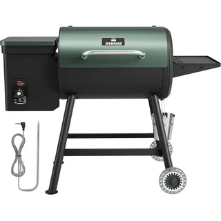 Elektrischer Pelletgrill, 456 SQ, Kochbereich, Pelletsmoker mit automatischer Zufuhr und PID-Regler, 260 °C, maximale Temperatur, 8-in-1-Grill mit Fleischsonde und Beistelltisch mit Haken