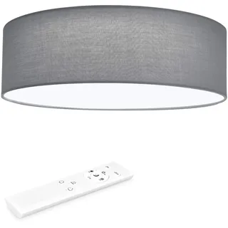 Navaris LED Deckenleuchte 40 cm Rund - Design Stoff Bezug Grau/Hellgrau - Deckenlampe LED Licht Dimmbar mit Farbtemperaturwechsel und Fernbedienung - max 22 Watt 970 Lumen