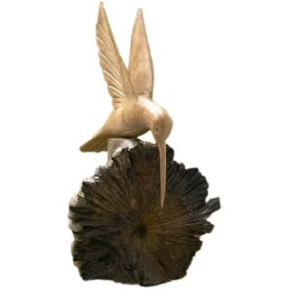 ART-CRAFT Kunsthandwerk aus Bali von Hand Geschnitzte wunderschöne deko Holz Miniatur Kolibri Tierfigur. Ideal als Wohnzimmer deko Figur oder als Regaldekoration. Hervorragend als Geschenk geeignet.