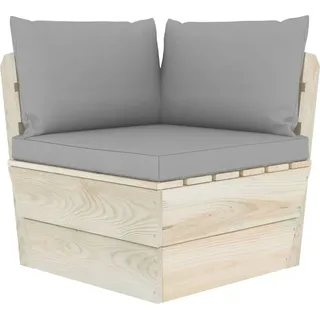 vidaXL Garten-Paletten-Ecksofa mit Kissen Imprägniertes Fichtenholz - Grau