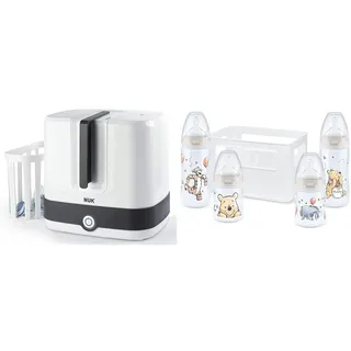 NUK Vario Express Dampf-Sterilisator Modular für bis zu 6 Babyflaschen & First Choice+ Babyflaschen Starter Set | 0–6 Monate