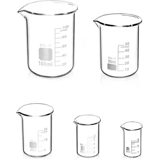 Becherglas Set 5stk Glas Messbecher 5ml 10ml 25ml 50ml 100ml