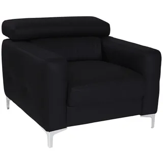 Livetastic Sessel , Schwarz , Metall , Echtleder , Rindleder , 99x78-92x106 cm , Made in Eu , Wohnzimmer, Sessel, Ledersessel
