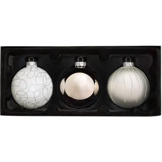 WeRChristmas Christbaumkugeln aus Glas, Schwarz/Weiß, 3 Stück