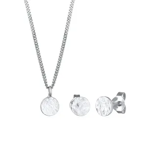 Elli Ohrring und Ketten Set »Schmuckset Kette und Ohrringe Plättchen 925 Silber« (), silberfarben