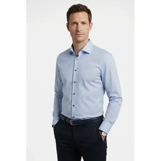 OLYMP Langarmhemd "No 6 six" super slim, New York Kentkragen, gemustert, Businesshemd, weiß