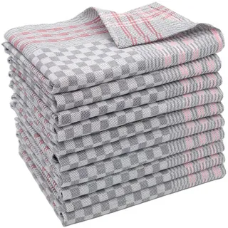 ZOLLNER Geschirrtücher - Baumwolle in 50x100 cm - langlebige und strapazierfähige Küchentücher - waschbar bis 95°C – in grau kariert - Gastronomiequalität - Oeko Tex® Zertifiziert