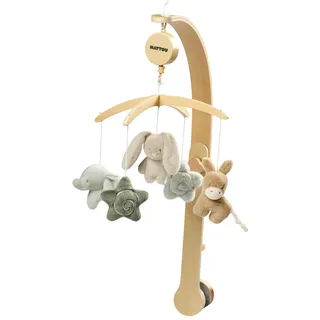 Nattou Loulou Holz-Baby-Musikmobile, Mobile Baby, Babygeschenk, Geschenk zur Geburt, 50 x 40 x 74 cm, Sanfte Farben