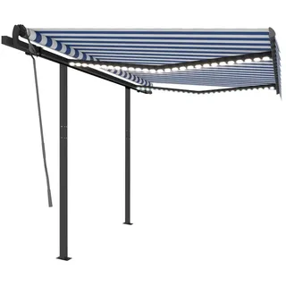vidaXL Markise Manuell Einziehbar mit LED 3x2,5 m Blau und Weiß - Blau