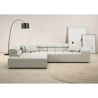 INOSIGN Ecksofa »Ancona incl. Kopfteilverstellung, OTTOs Choice, Breite 319cm, L-Form« wahlweise motorische Sitztiefenverstellung, auch in Cord + Easy Care, weiß