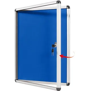 Swansea abschließbare Pinnwand, manipulationssicher, geschlossenes Display für Zuhause, Büro, Schule, Wandmontage, blauer Stoff, 66 x 50,8 cm (4 x A4)