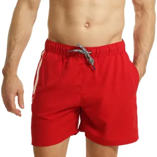 RIPT Herren Essentials Badeshorts schnell trocknend UV 50 Sonnenschutz Badehose, Rot/Weiß, XL