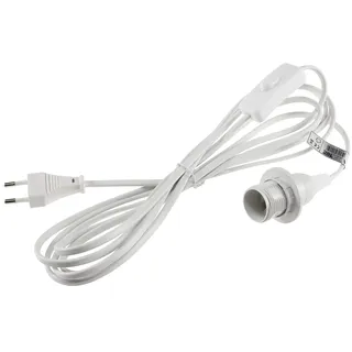 ChiliTec E14 Lampenfassung mit Schalter Fassung mit 3,4m Kabel Schnurschalter Lampenaufhängung Montagering für Lampenschirm Papier Leuchten Stern Lampen Weiß