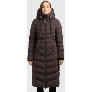 Steppmantel KHUJO "INGRAM5", Damen, Gr. XXL (44), braun (moody plum), Steppware, Obermaterial: 100% Polyester. Futter: 100% Nylon. Wattierung: 100% Polyester, unifarben, wadenlang, elastischer Bund, Mäntel Steppmantel, aus pflegeleichter Kunstfaser, Steppware, wadenlanger Schnitt