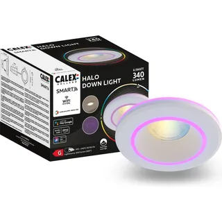 Calex Smart LED Einbaustrahler Halo, Weiß, RGB-Farben & kalt- bis warmweiß Licht, dimmbar, WLAN App- & Sprachsteuerung - Weiß