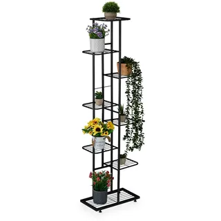 Relaxdays Blumenregal 142 x 45 x 22 cm Schwarz