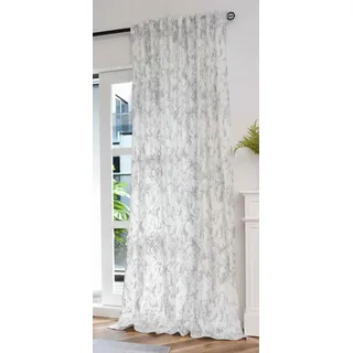 Gardinenbox Vorhang Samt Damast HxB 245x140 cm Weiß Silber »Milano Star« Vorhang mit Foliendruck und Multiband Aufhängung: Königlicher Luxus für Ihr Zuhause, 2023300