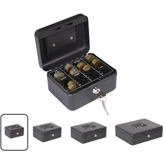 ARREGUI Elegant Cash C9614-EUR Geldkassette mit Münzzählbrett | Geldbox aus Stahl mit Euro- Zählbrett für Münzen | 15 cm breit | herausnehmbarer Zähleinsatz | Kasse mit Münzzählbrett | schwarz