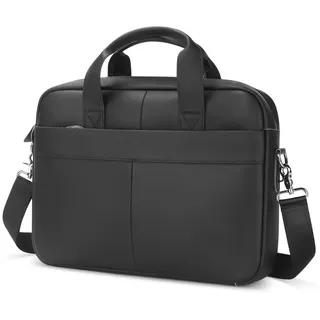 VINBAGGE Businesstasche Herren Leder Aktentasche Männer Handtasche Vintage Laptoptasche Arbeitstasche Umhängetasche Schultertasche für 14 Zoll Notebook - Schwarz