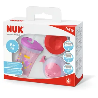 NUK Trinklernset All-in-1 rosa/rot