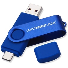 WANSENDA USB C Stick 256GB, USB-Stick Typ C Speicherstick OTG USB 3.0 Dual Flash Drive 2-in-1 Memory Stick für Tablet, PC, MacBook, Typ C Android Handy (256G, Marineblau)