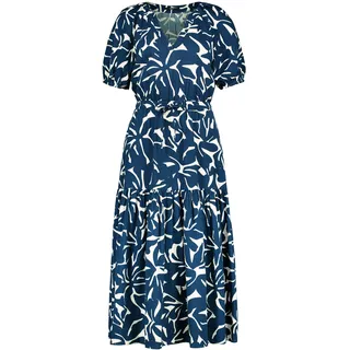 Maxikleid ZERO "Maxikleid kurzarm", Damen, Gr. 36, EURO, blau (blau, cream), Obermaterial: 40% Baumwolle CO. 60% Viskose CV., Kleider Maxikleid