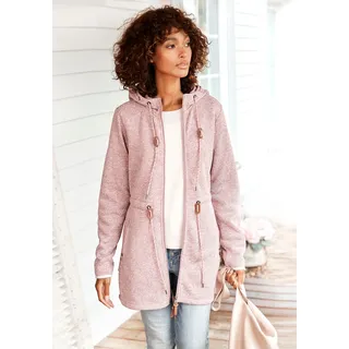 Fleecejacke LASCANA, Damen, Gr. 40/42, rosa (rose), Fleece, Obermaterial: 100% Polyester, Jacken Fleecejacke, mit Kapuze, Topseller