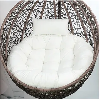 Generisch Kissen für Hängesessel Outdoor, Hängekorb Kissen, Ersatzpolster für Hängesessel, Sitzkissen Polster für Hängesessel,115size (Diameter: 105cm) Weiß