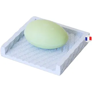 Seifenschale, quadratisch, Design aus Bioplastik, rutschfest und leicht zu reinigen, Geschenk, Organisation für Bad und Küche, originelle Dekoration, hergestellt in Frankreich (Weiß Marmor)