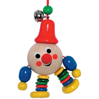 Hess Holzspielzeug 12644 - Anhänger aus Holz, Serie Seppl, für Babys ab 3 Monaten, handgefertigt, mit Sicherheitsclip, ca. 9 x 3 x 20 cm groß, für Kinderwagen und Babyschale