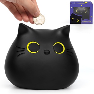 Sparschwein Katze Schwarze Spardose Katze, Münze Spardose Kinder Spielzeug, Kunststoff-Münze Bank Geburtstagsgeschenk für Jungen Mädchen