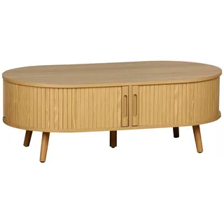 sweeek - Couchtisch mit geriffeltm Holzlook und 2 Schiebetüren - Natur