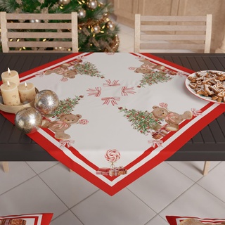 PETTI Artigiani italiani - Weihnachtliche Mitteldecke, Tischdekoration für die Küche, Weihnachten, Tischläufer 90 x 90 cm, Mitteldecke Bär, 100% Made in Itay