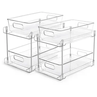 Vtopmart Multifunktionale Spülschrank Organizer, 2 Pack Küchenschrank Organizer, Doppelschicht Unterschrank Organizer für Spüle, Küche, Badezimmer, Schließfach