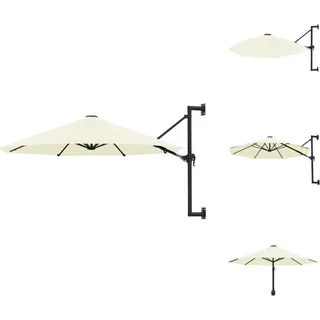 vidaXL Sonnenschirm Wandmontage mit Metallmast 300 cm Sandfarben - Sonnenschirme & Sonnenschutze - Beige