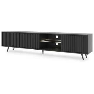 Selsey Bello TV-Lowboard 175 cm Schwarz PVC/Stahl/MDF