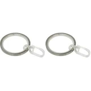 GARDINIA Gardinenringe für Gardinenstangen Ø 25 mm, Mit Gleiteinlage und Gardinenhaken, 10 Stück, Breite 4 mm, Metall, Edelstahl-Optik (Packung mit 2)
