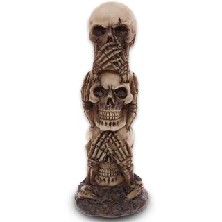 mtb more energy Deko Totenkopf Figur ''Nichts Hören - Nichts sehen - Nichts Sagen'' - Totem aus Schädeln - Höhe 19 cm - Dekoration Wohnen Tischdeko
