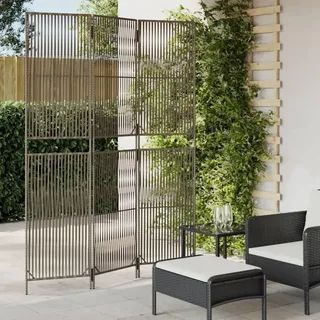 qohoio Paravent 3-TLG. Paravent Outdoor Paravent Balkon Room Divider Raumteiler Trennwand Grau Poly Rattan - 365390
